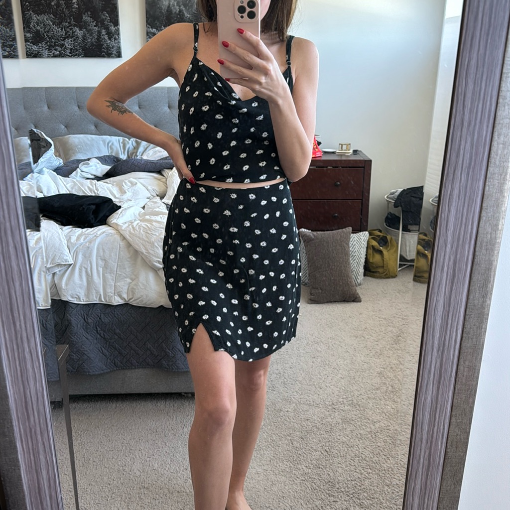 Nwot Black And White Floral Top